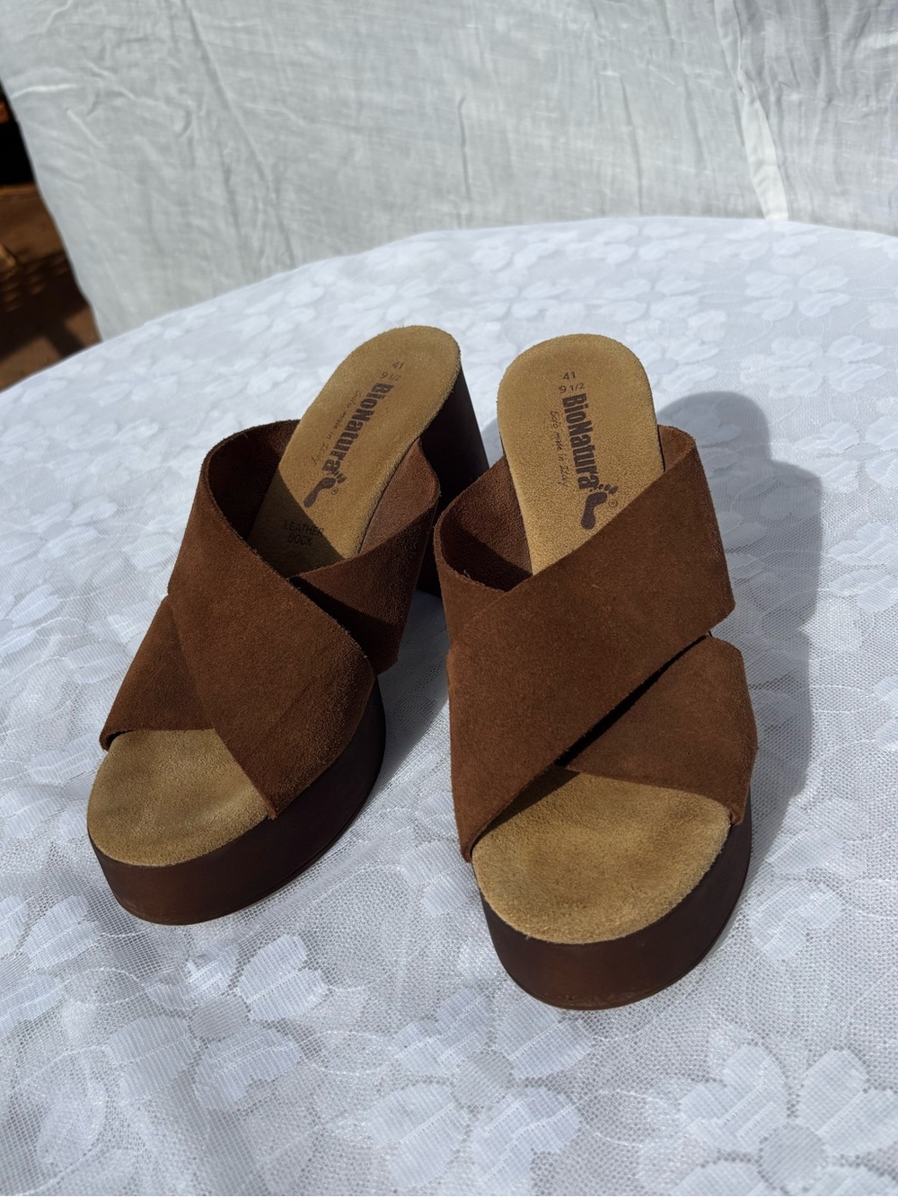 Bionatura Brown Suede Slide Sandals – Size 41 (9.5)